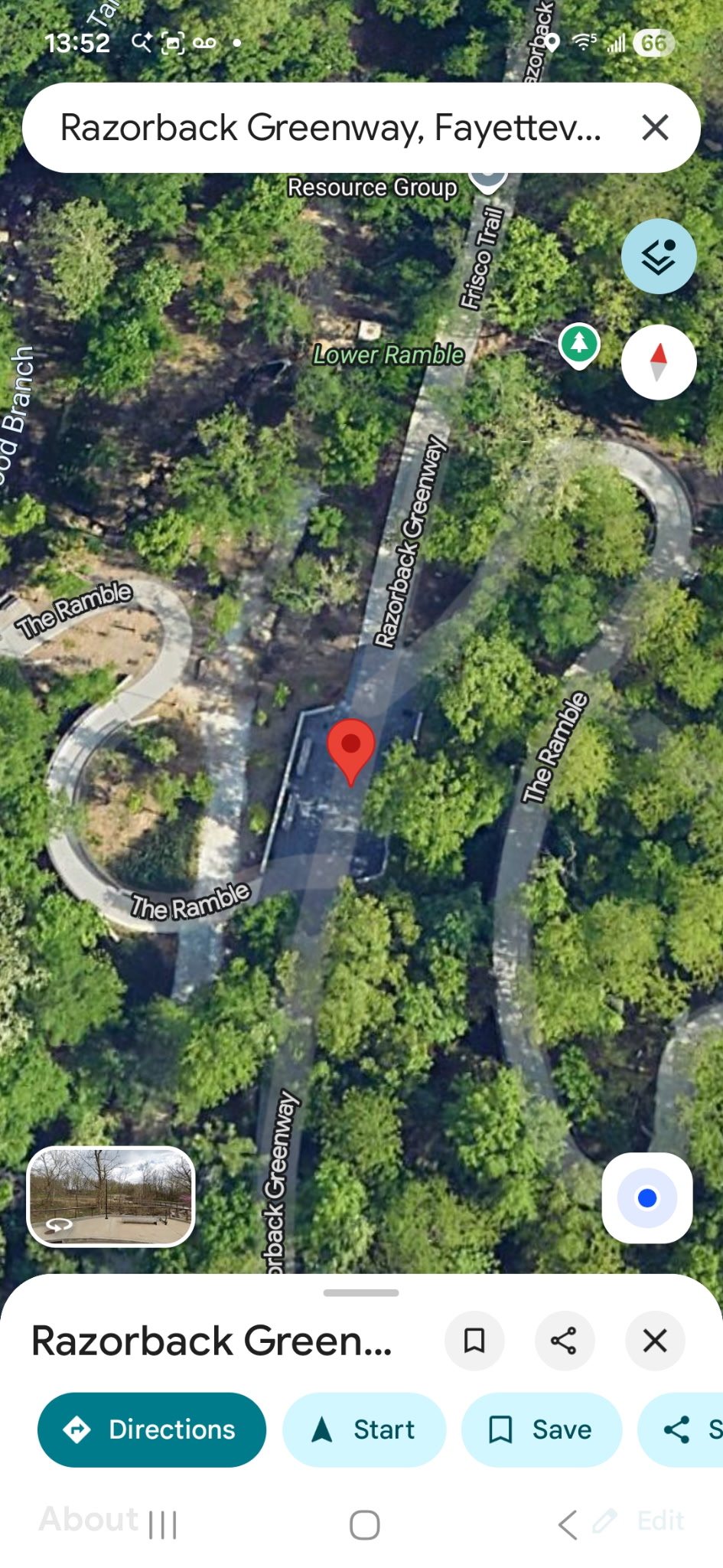 Map Image of Location of Greenway Cleaning -  Lower Ramble, Fayetteville, AR